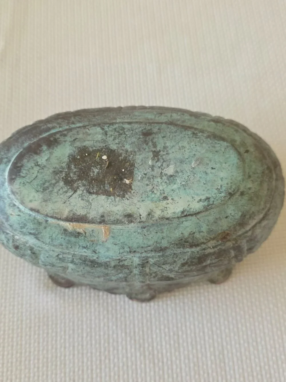 Vintage Metal Patinated Cooper Tone Cabbage Leaf Planter Pot